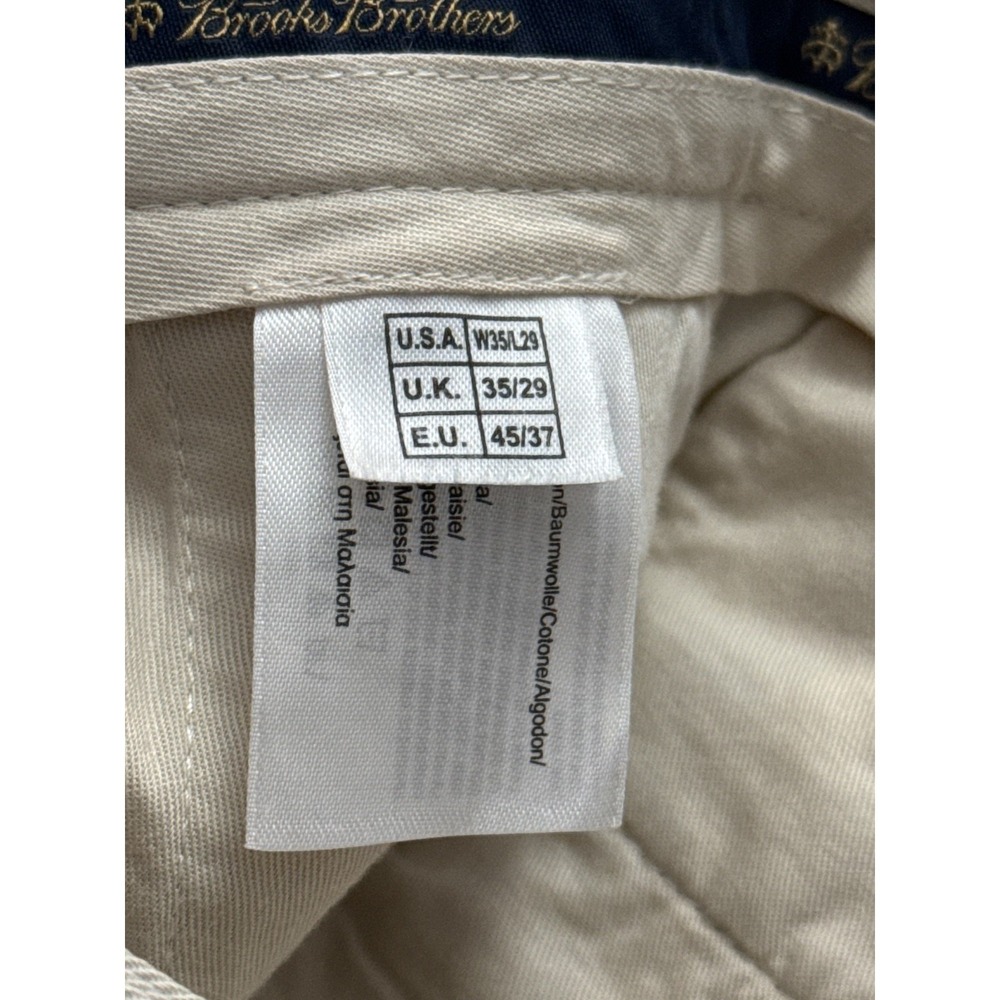 Brooks‎ Brothers Pants Mens 35x29 Beige Chino Trouser Pleated Business Hopsack - Picture 7 of 7